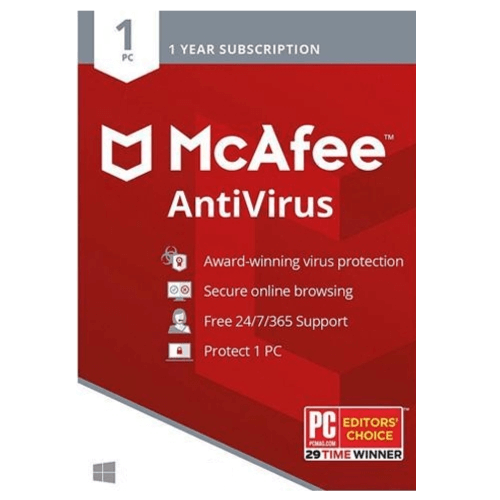 McAfee AntiVirus – 1-Year / 3-users