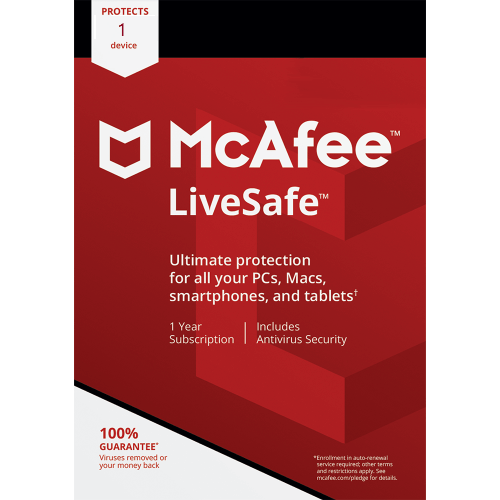 McAfee LiveSafe – 1-Year / 5 Devices